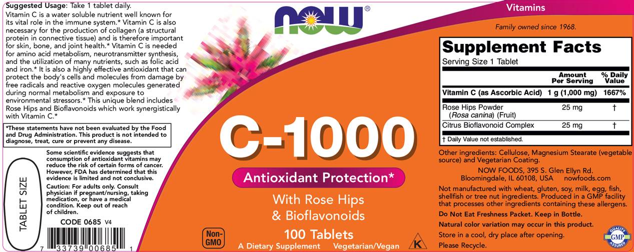 Vitamín C -1000 / s ružovými bokmi + bioflavonoidy - 250 tabliet