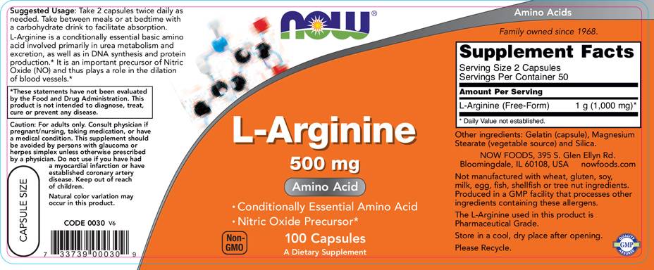L -arginín 500 mg - 100 kapsúl