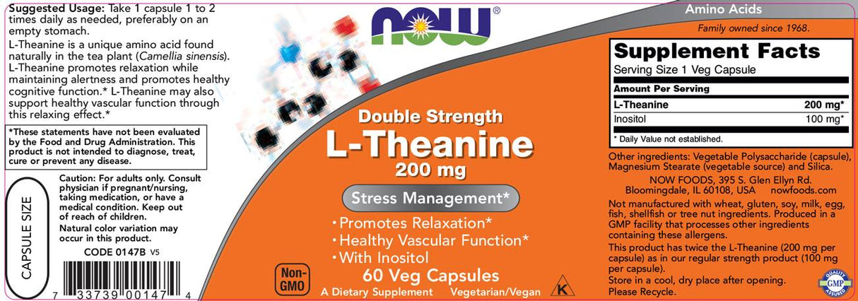 L -theanine 200 mg / dvojitá sila - 120 kapsúl