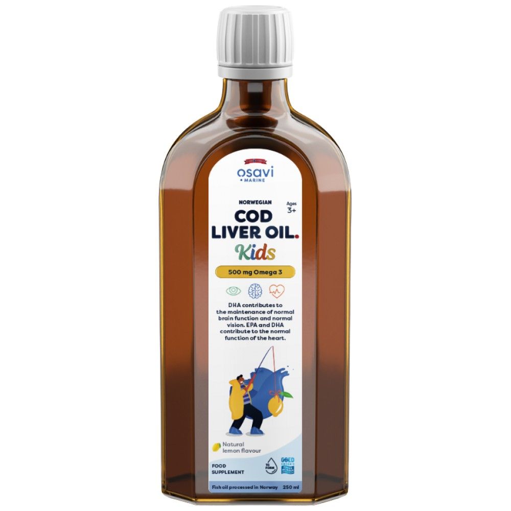 Norwegian Cod Pečeň Oil Kids | Kvapalina Omega s príchuťou citróna - 250 ml