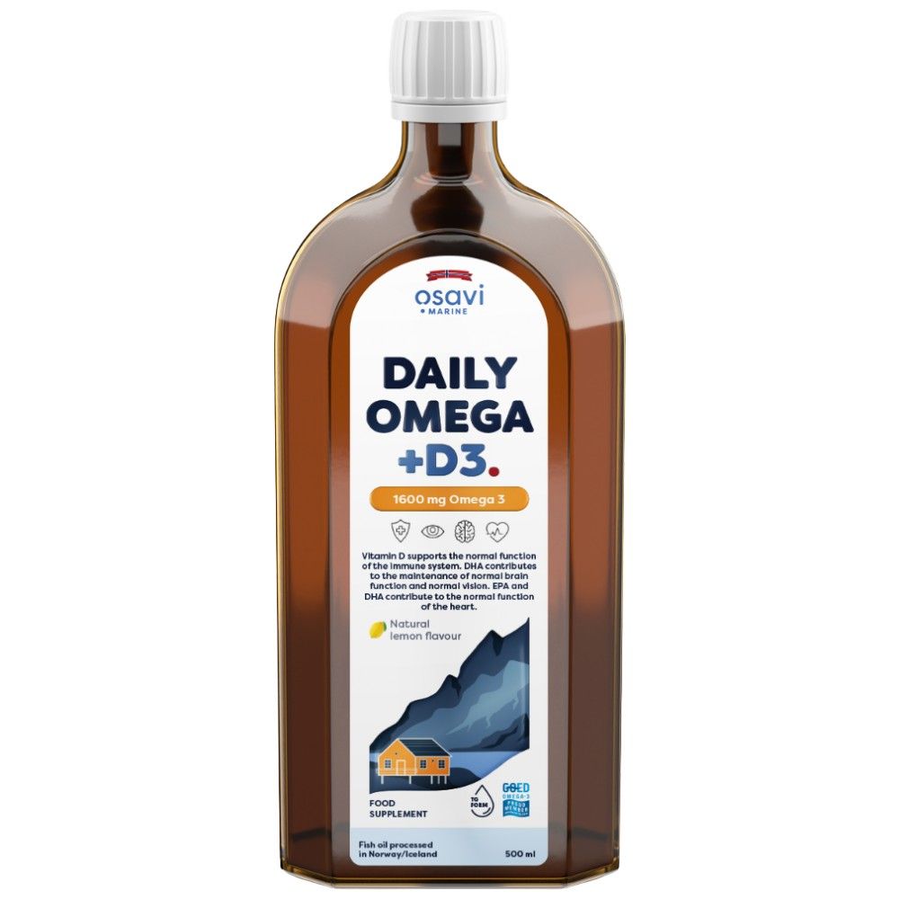 Denná omega + D3 kvapalina Prírodné citrónové príchuť - 500 ml