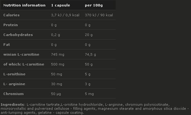 L-CARNITINE 500 FORTE PLUS 60 capsules - Nutra Best Europe