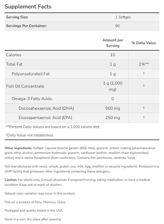 DHA - 500 Dvojitá pevnosť - 180 Softgels