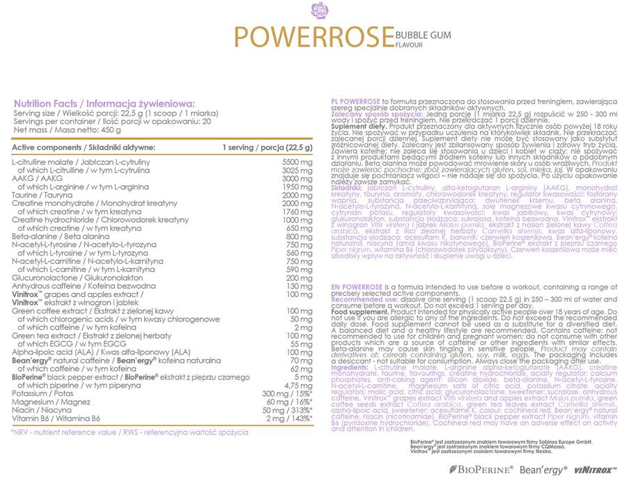 Alldeynn | Powerrose pred tréningom - 450 gramov