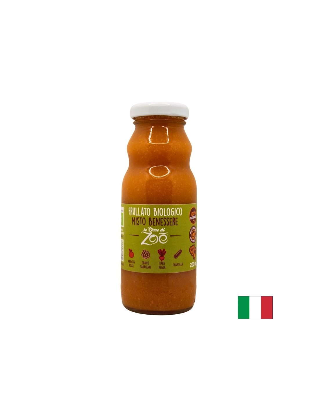 Organické smoothie s krvnou pomarančovou šťavou, červou, pohánkou, škoricou, 200 ml