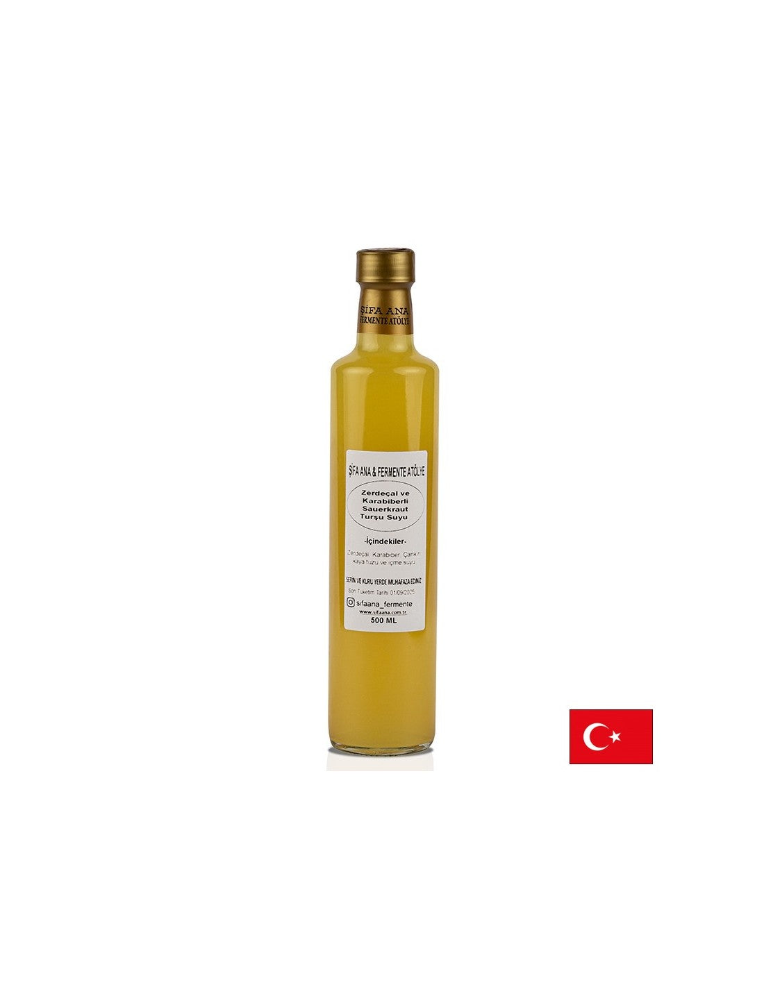 Probiotic Sauerkraut Juice s kurkumou a čiernym korením, 500 ml