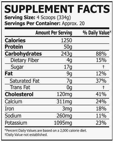 Hromadný zisk Gainer s vysokým obsahom kalórií - 6800 gramov