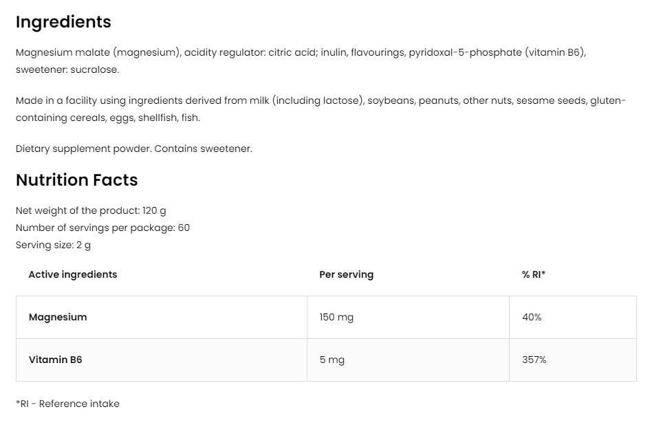 Malate horčík 150 mg - 120 gramov