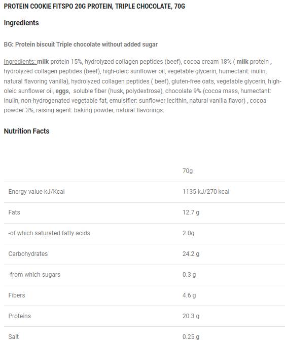 Soft Protein Cookie | s 8G kolagénom a bez pridaného cukru - 10 x 70 gramov