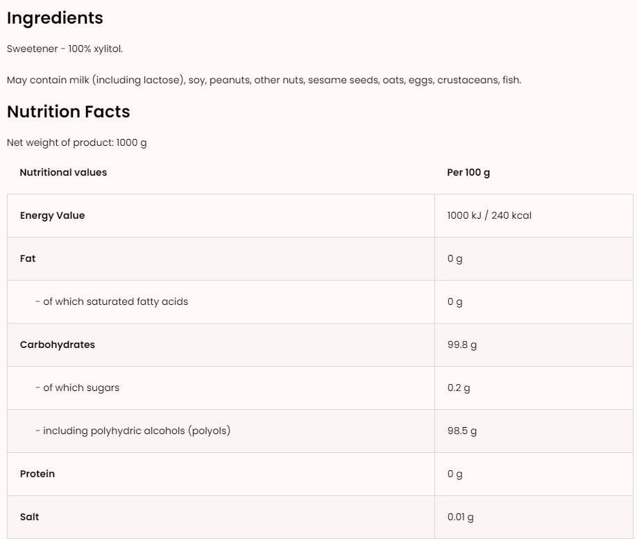 Sladidlo xylitol / cukor - 1000 грама