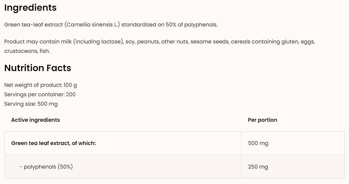 Extrakt zo zeleného čaju / prášok 100 gramov