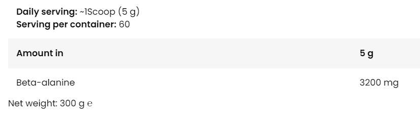 Levrolegendárny beta -alanínový prášok - 300 gramov