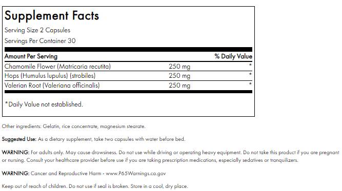 Celé spektrum valerian, harmanček a chmeľ 60 kapsúl