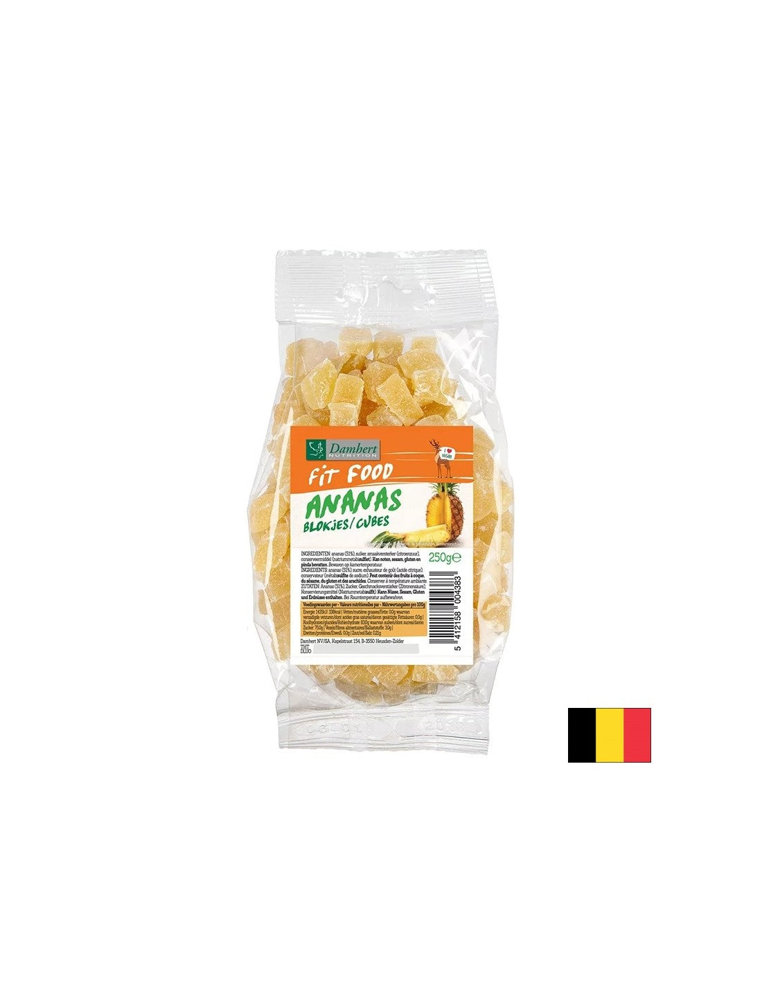 Sušené ananásové kocky, 250 g