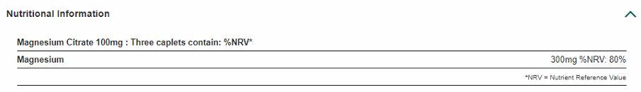 Citrát horčíka 100 mg 100 tabliet