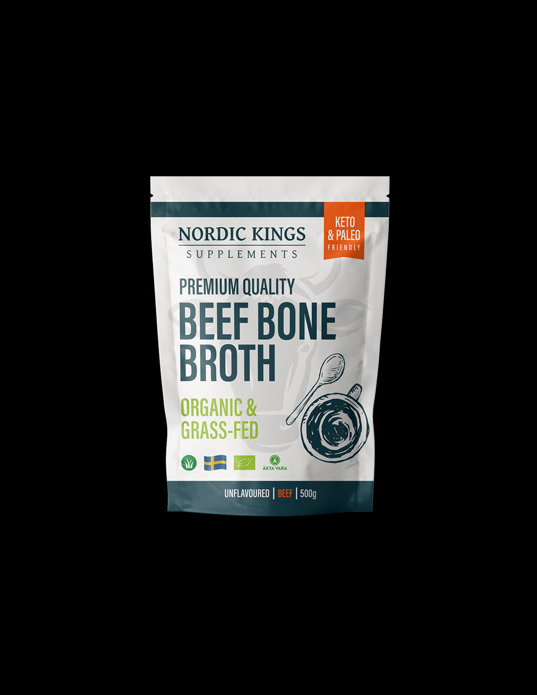 Beef bone broth, unflavored (Organic), 500 g powder Nordic Kings - Nutra Best Europe