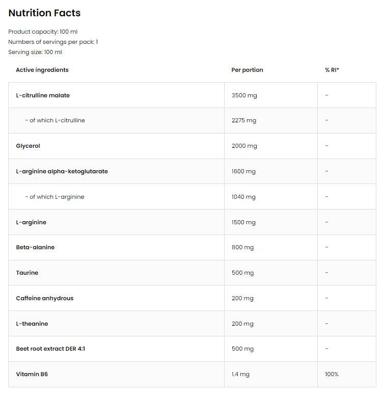 Pump Nitro Shot Pred tréningom - 100 ml
