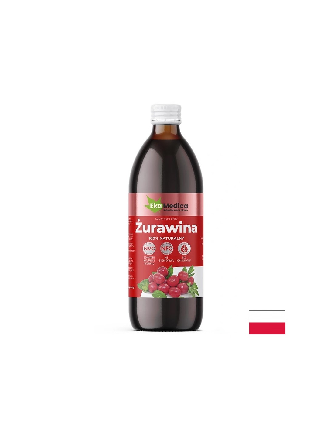 Brusnicová šťava s camu-camu a prírodný vit. C - zdravie a imunita moču, 500 ml, 10 alebo 20 dávok