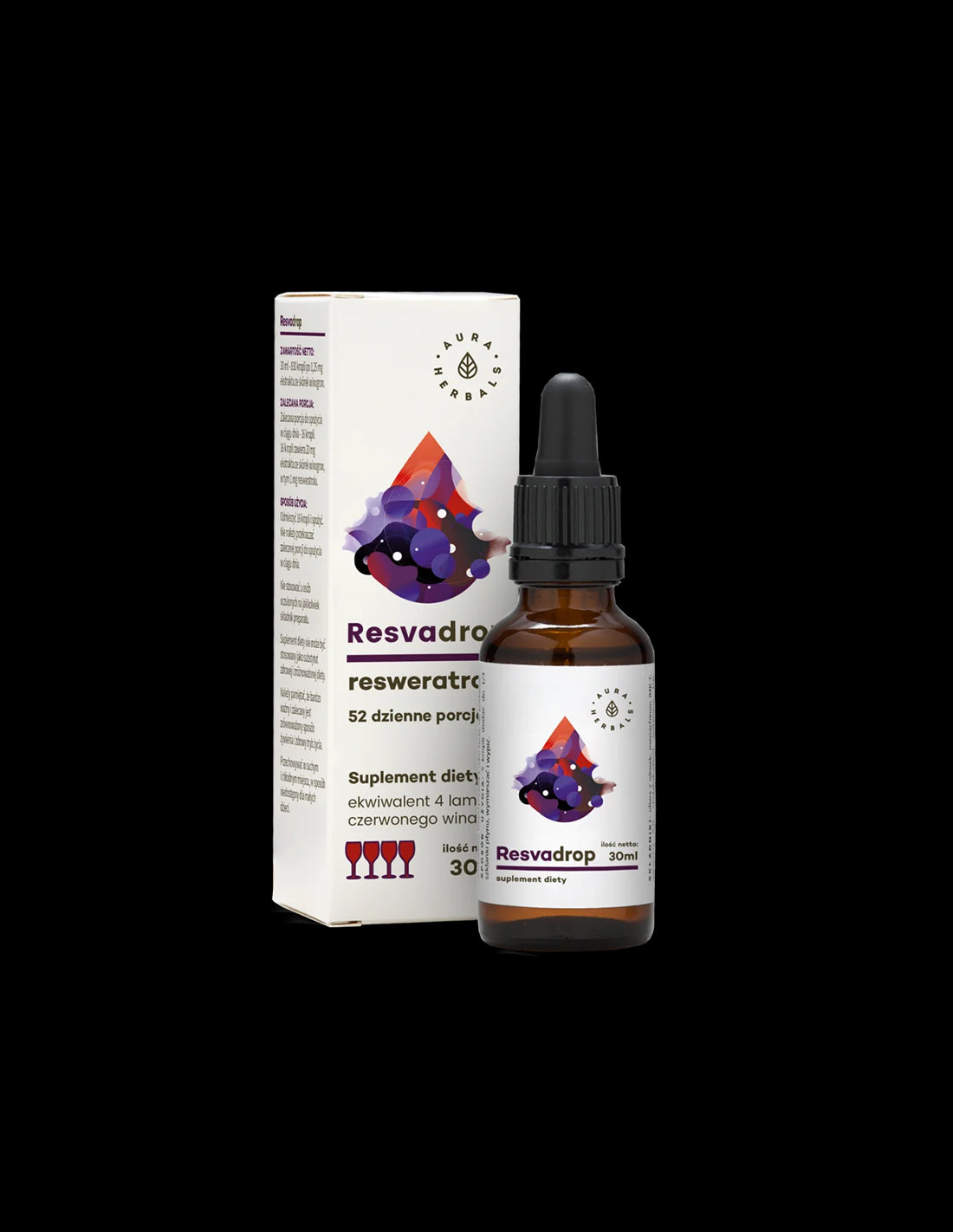 In support of blood vessels and the heart - Resveratrol, 30 ml drops Aura Herbals - Nutra Best Europe