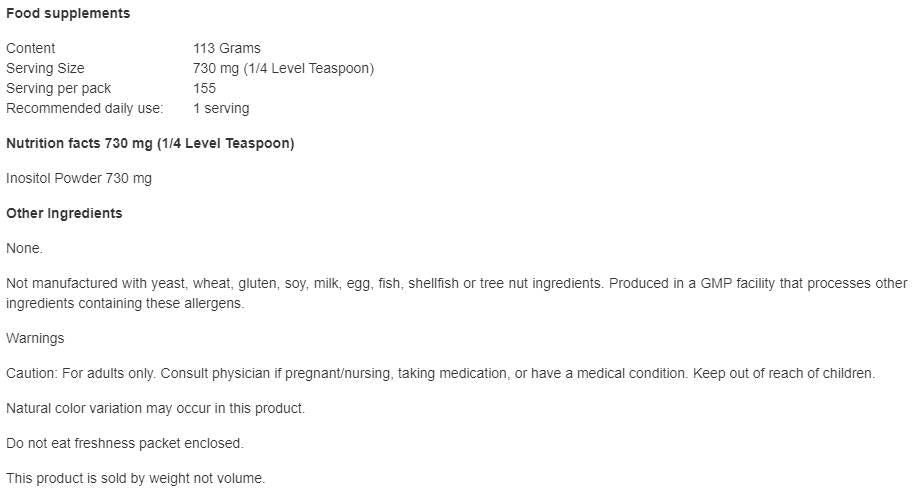 Inositol prášok - 113 gramov