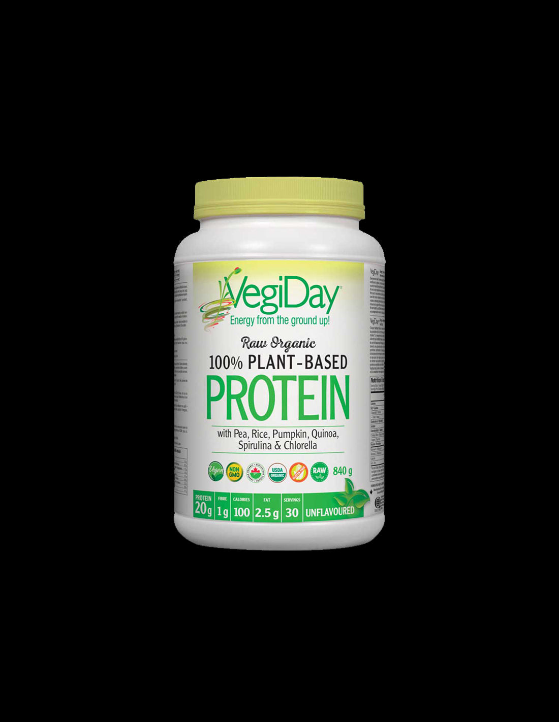 Vegan Plant Protein Organic - Enriched with Chlorella and Spirulina, 840g Powder, Natural Flavor Natural Factors - Nutra Best Europe