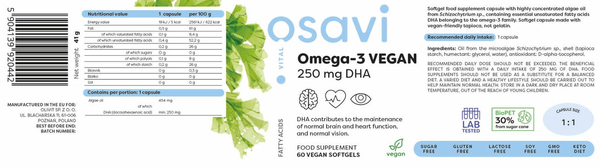 Omega-3 Vegan | 250 mg dha - 60 softgelov