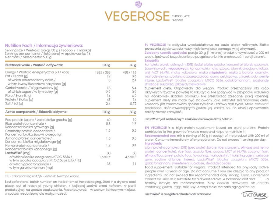 Alldeynn | Vegeróza - 5 vegánskych proteínov s MCT a probiotikami - 500 gramov