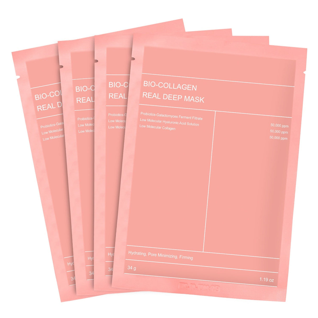 Kórejská maska na tvár s biologickým kolagénom, kyselinou hyalurónovou, ceramidmi a peptidmi-1 krabica (4 kusy)