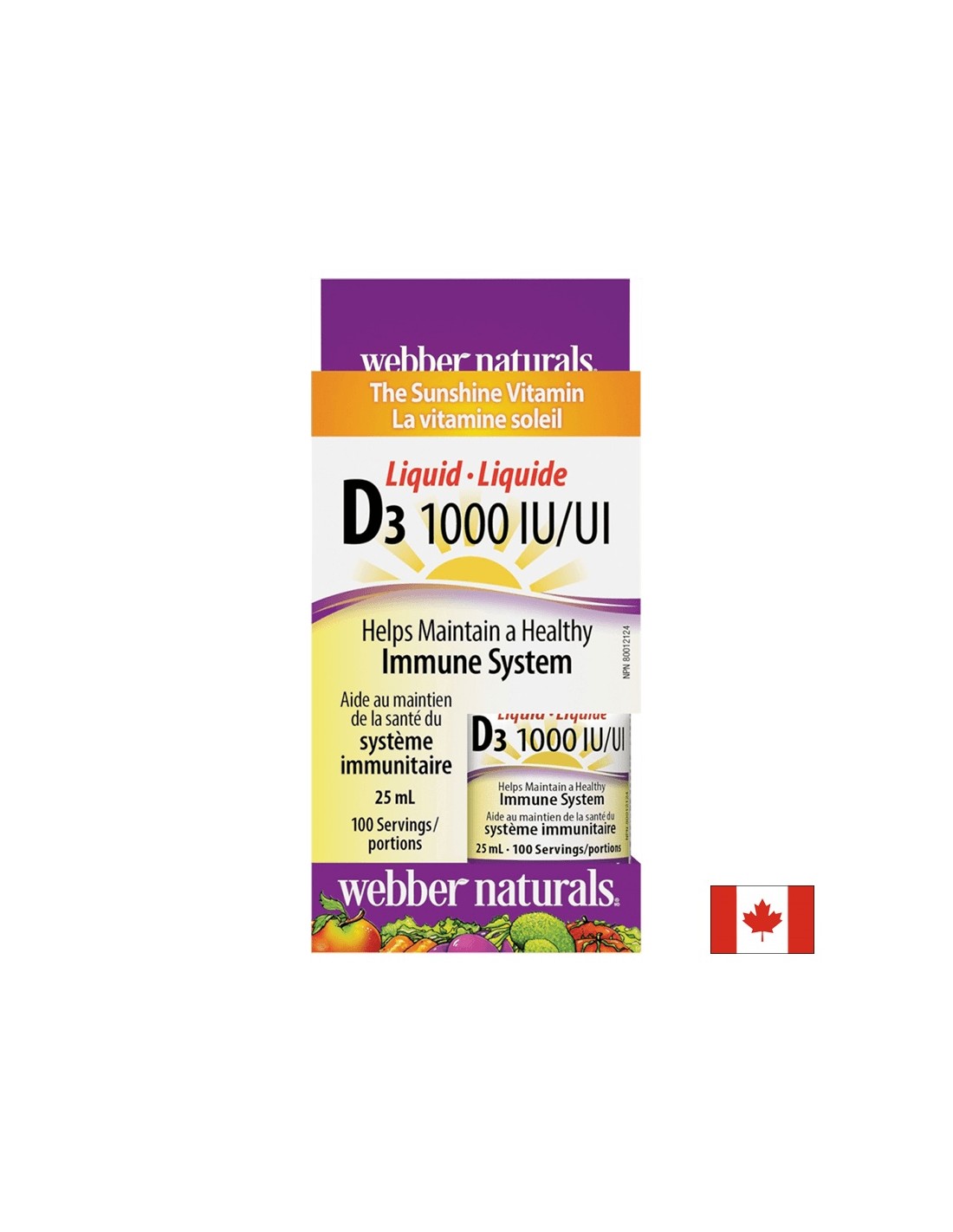 Vitamín D3 /tekutý/ 1000 IU x 25 ml, 100 dávok <tc>Webber Naturals</tc>