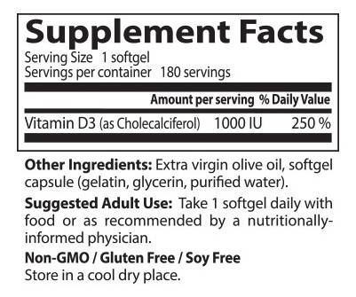 Najlepší vitamín D3 1000 IU - 180 gélových kapsúl