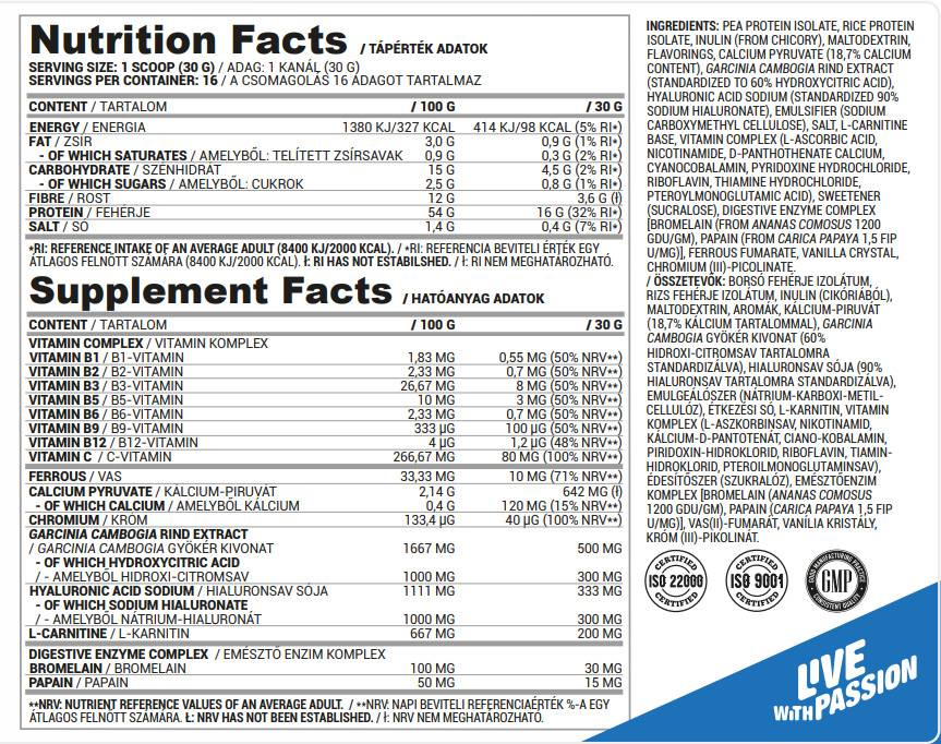 Perfect | Vegan Women Protein with Hyaluronic Acid, L-Carnitine 500 грама - Feel You