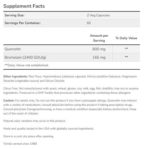 Kvercetín s bromelainom - 60 kapsúl