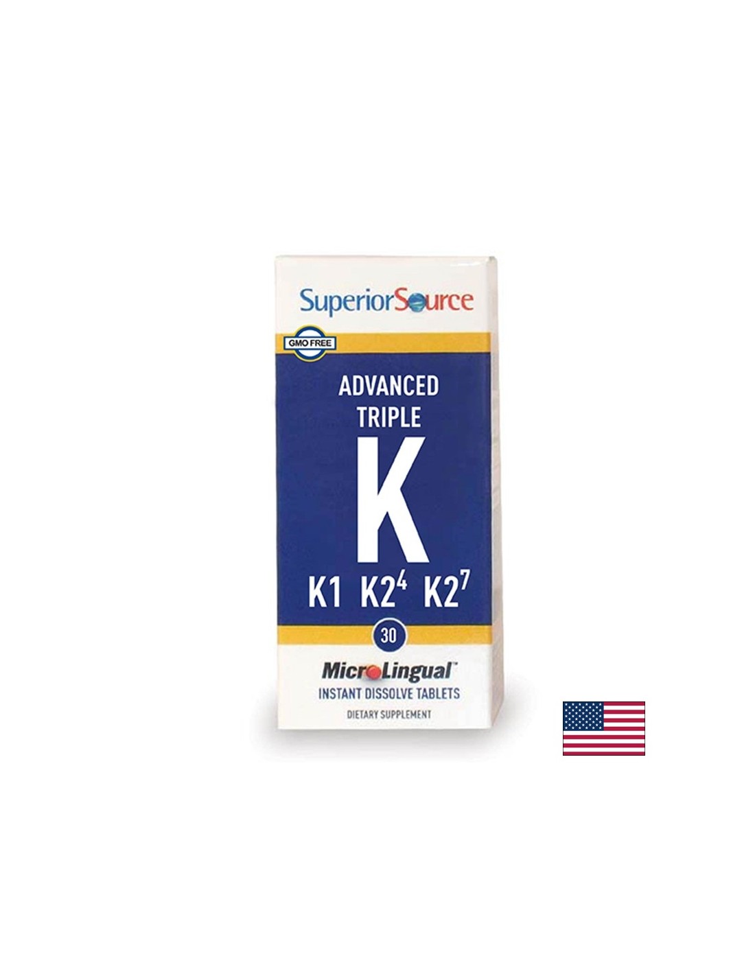 Vitamín K (K1, K2 MK-4, MK-7) - Advanced Triple K, 30 sublingválnych tabliet <tc>Superior Source</tc>