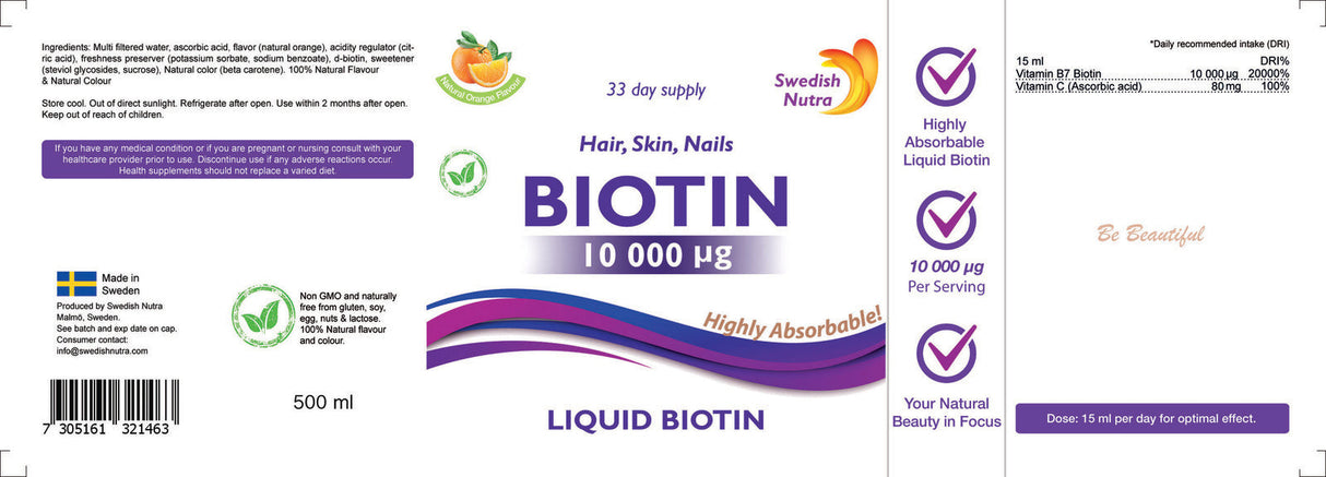 Kvapalný biotín 10 000 mcg x 500 ml