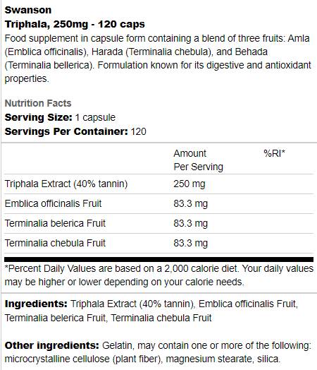 Triphala 250 mg 120 kapsúl