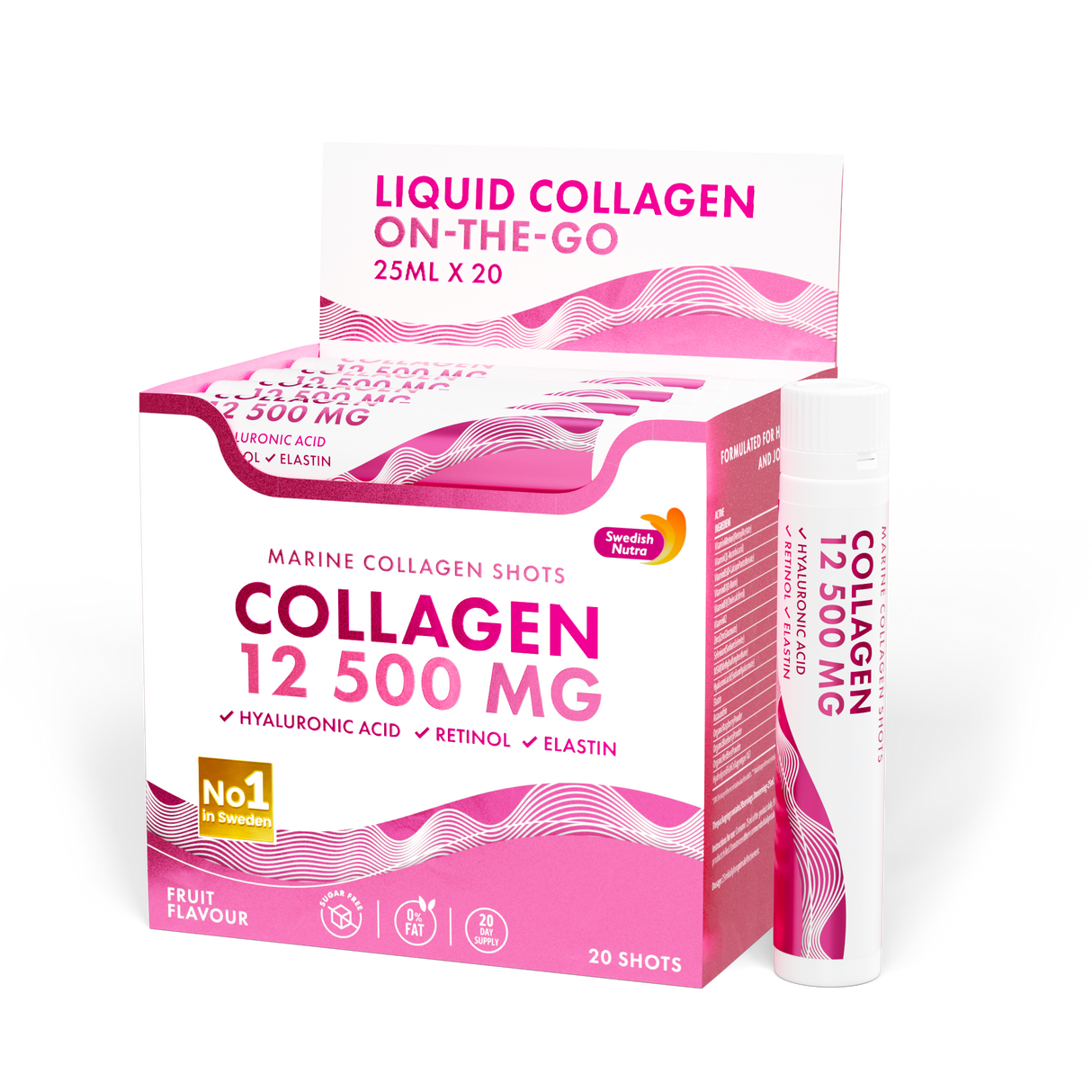 Kolagén rýb 12 500 mg s retinolom, elastínom a kyselinou hyalurónovou - 20 x 25 ml