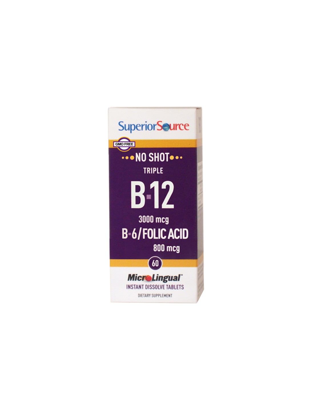 Vitamín B12, B6 a kyselina listová x 60 sublingválnych tabliet <tc>Superior Source</tc>