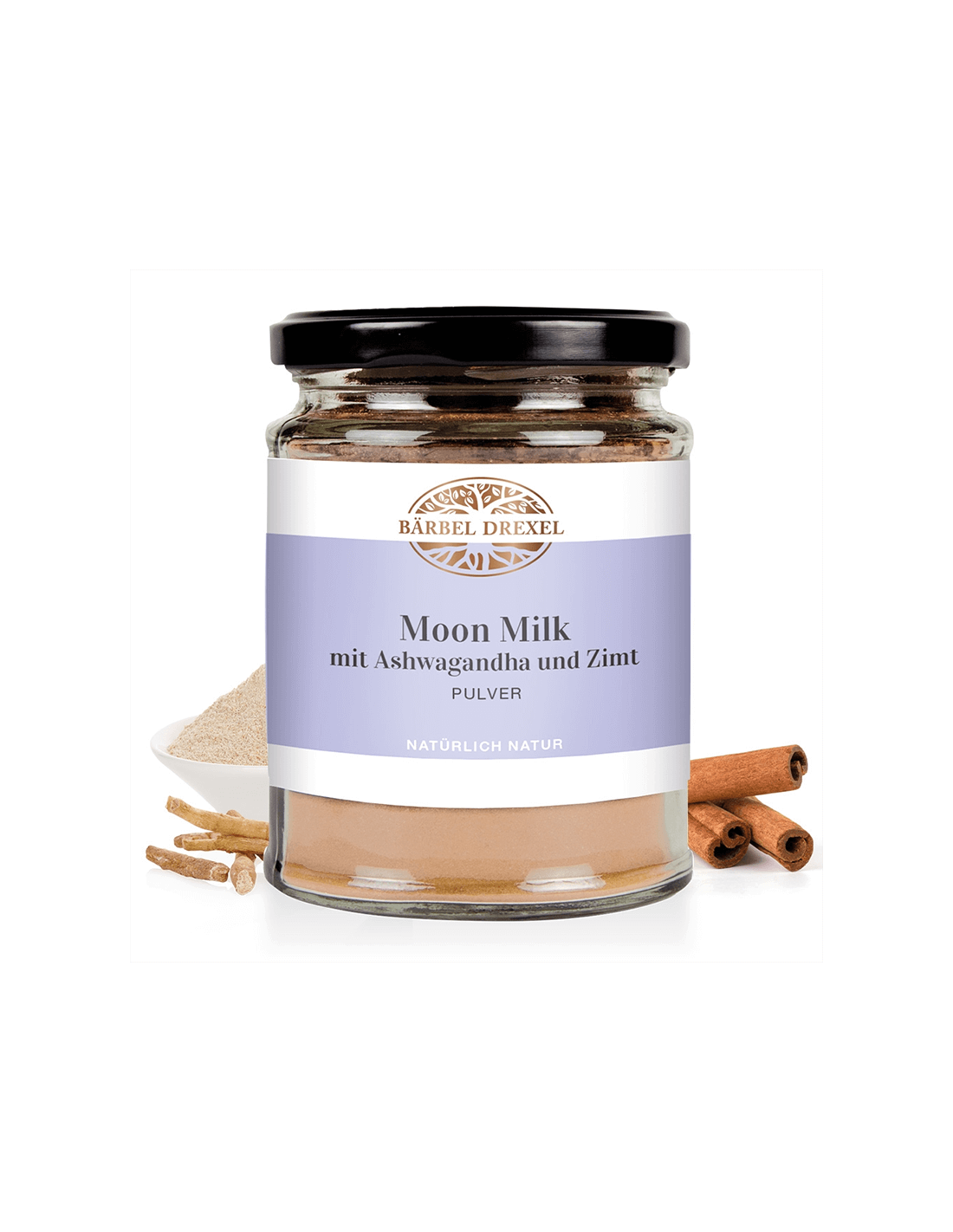 Rýchly spánok a relaxácia - Mesačné mlieko s Ashwagandha a škoricou, 120 g, prášok