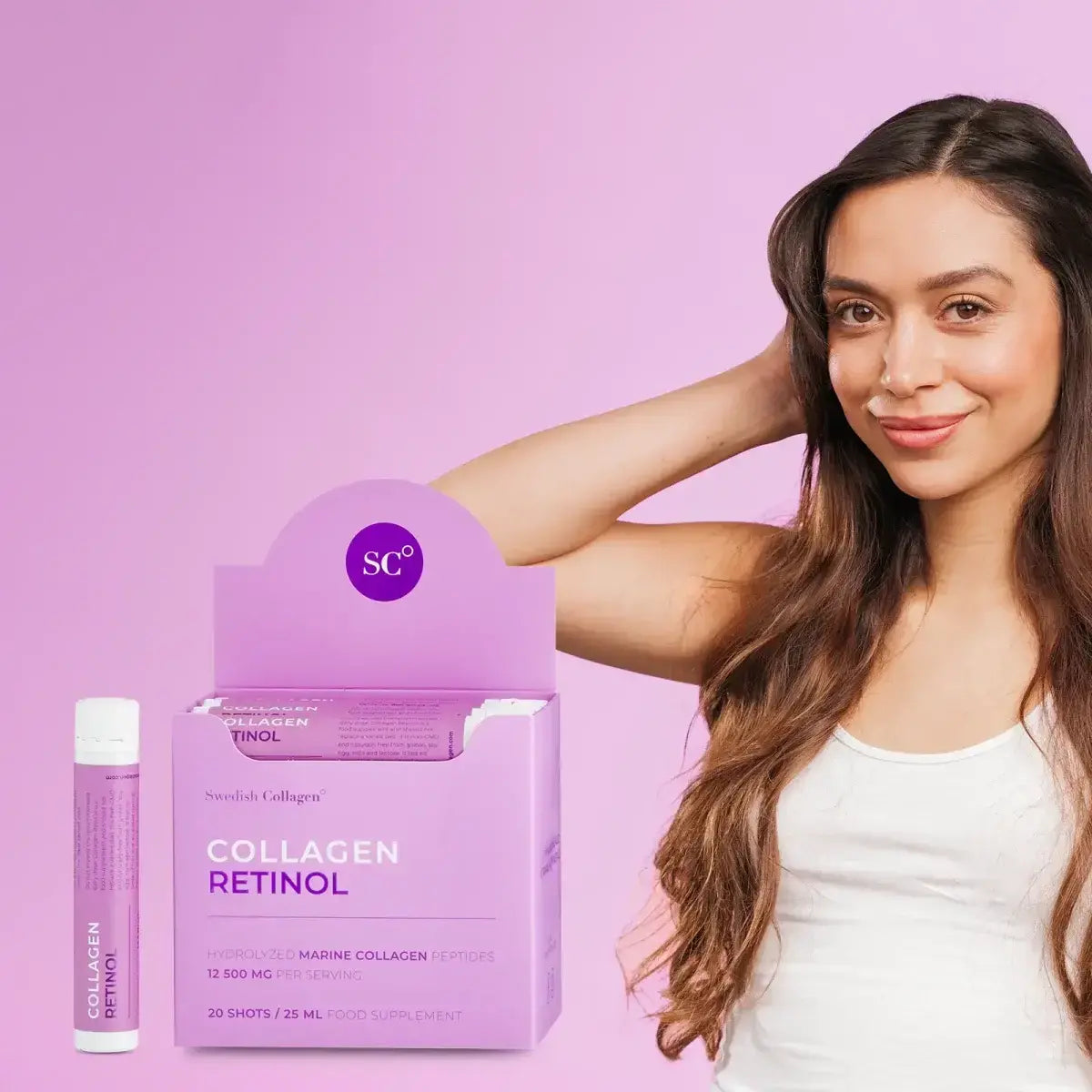 Rybí kolagén 12500 mg s retinolom, kyselina hyalurónová, biotín, MSM /20 ks x 25 ml/ <tc>Swedish Collagen</tc>