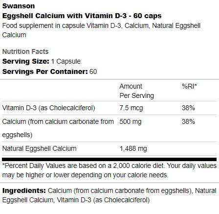 Vápnik vajec s vitamínom D-3 60 kapsuly