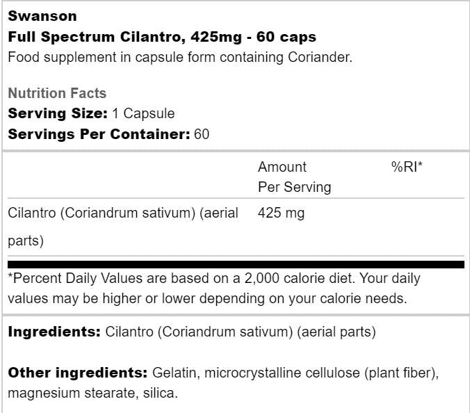 Celé spektrum kapsúl Cilantro 425 mg 60