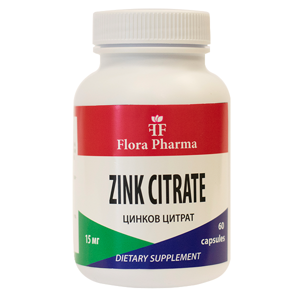Citrát zinku 15 mg / 60 kapsúl, 60 dávok / flóra farmaceu