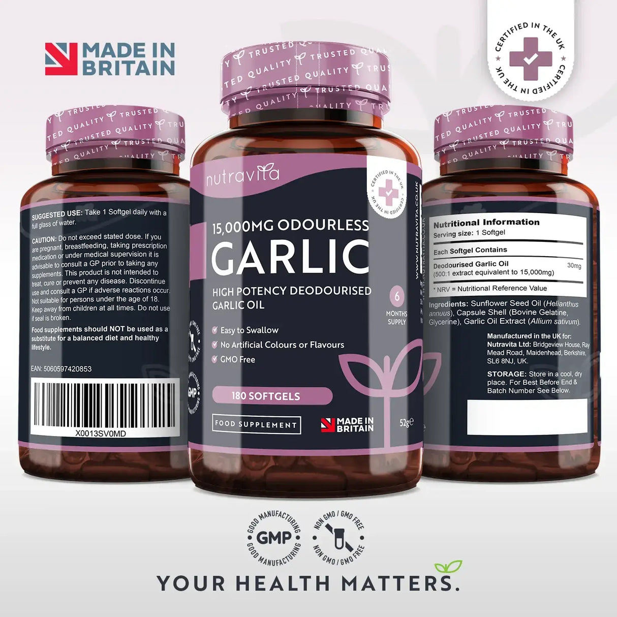 Cesnak (bez zápachu) 15000 mg (12-18% alicín) - 180 mäkkých kapsúl