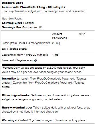 Lutein 20 mg | S Floraglo - 60 gélových kapsúl