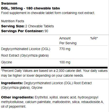DGL 385 mg 180 žuvateľné tablety