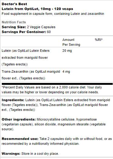 Lutein 10 mg | Z Optilut - 120 kapsúl