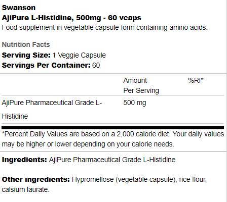Ajipure L-histidín 500 mg 60 kapsúl