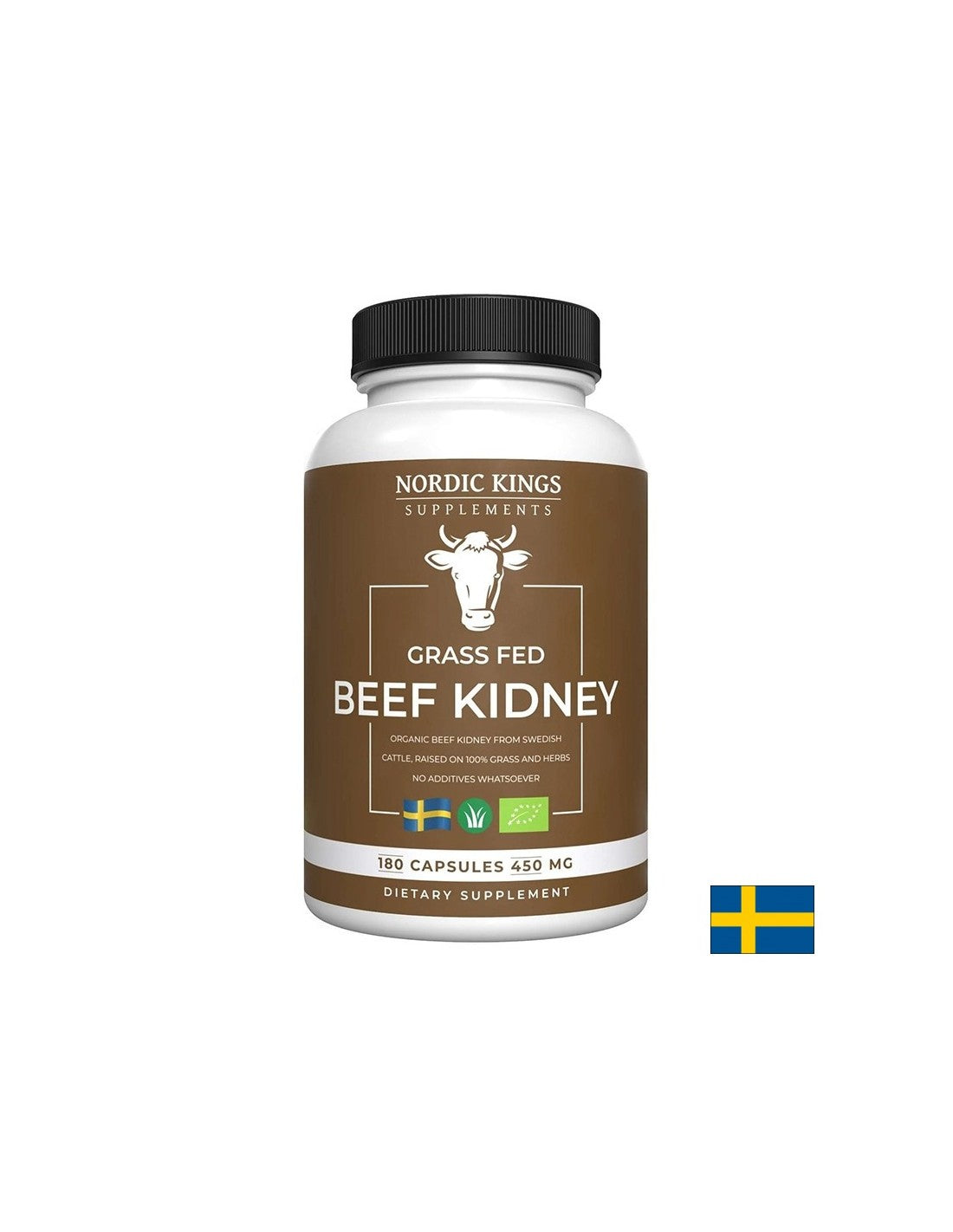 Hovädzie obličky zo zvierat kŕmených trávou (Bio), 180 kapsúl <tc>Nordic Kings</tc>