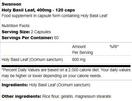 Svätý list bazalky 400 mg 120 kapsúl