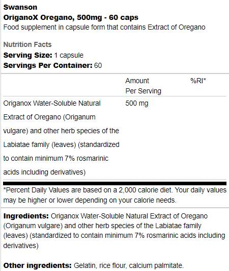 Origanox oregano 500 mg 60 kapsuly